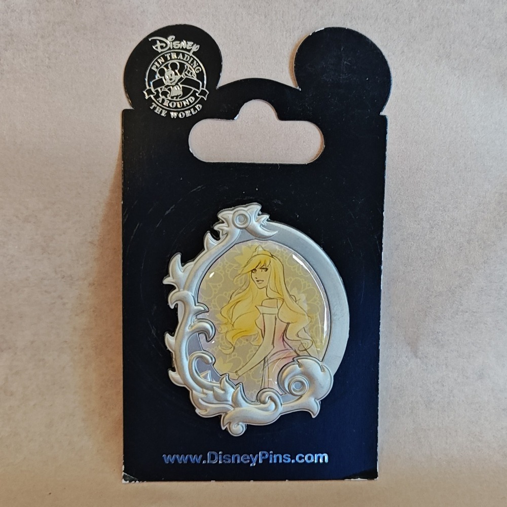 Disney Princess Aurora Pin Trading Silver Sleeping Beauty Ornate Frame Sketch